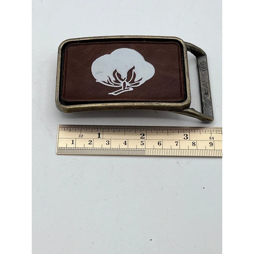 Vintage‎ Delta Boll Weevil Belt Buckle Cotton Plant Brass Tone Rectangular